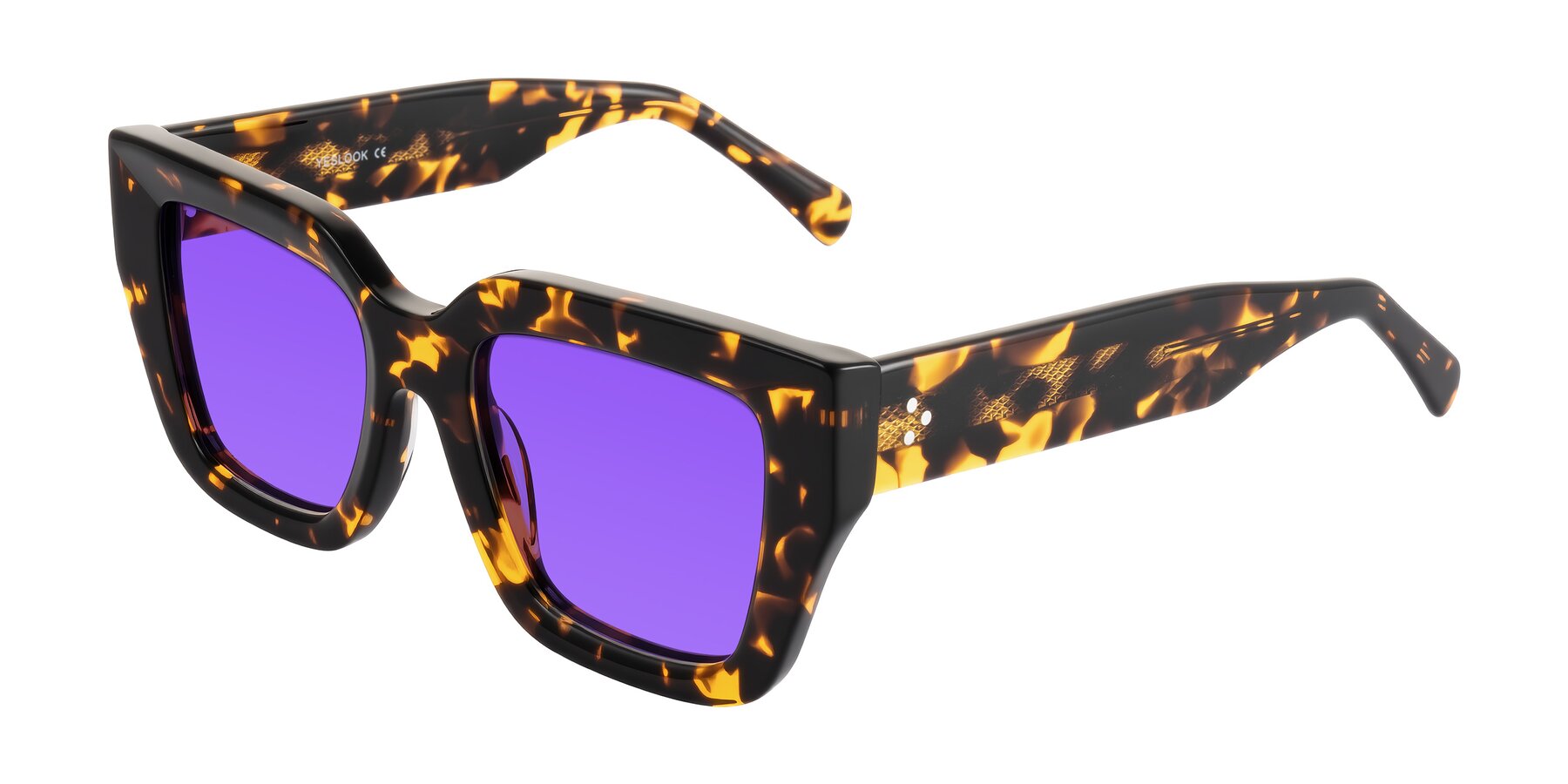 Angle of Simba in Tortoise with Purple Tinted Lenses