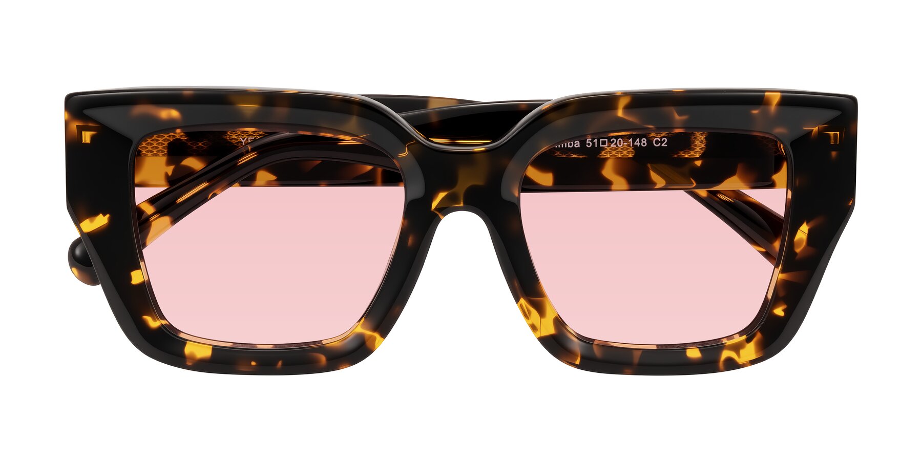 Folded Front of Simba in Tortoise with Light Garnet Tinted Lenses