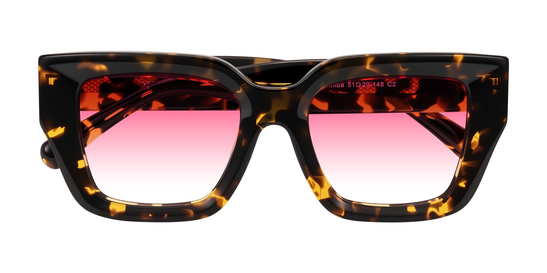 Folded Front of Simba in Tortoise with Pink Gradient Lenses