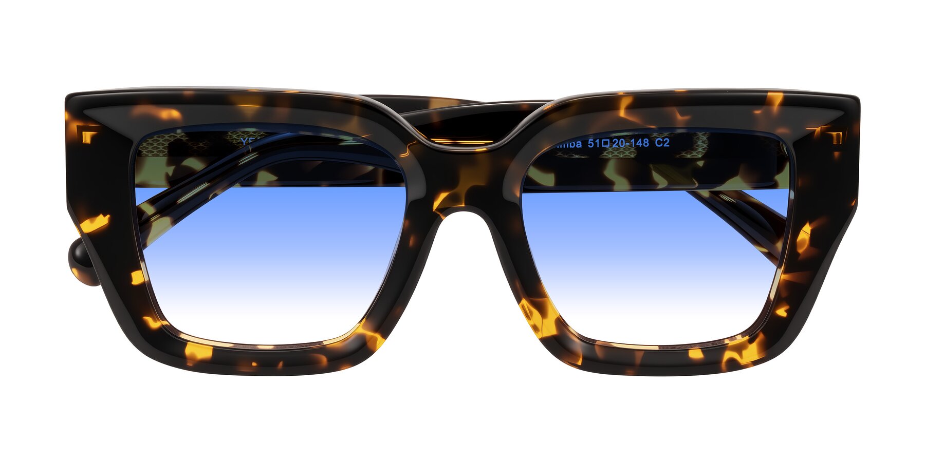 Folded Front of Simba in Tortoise with Blue Gradient Lenses