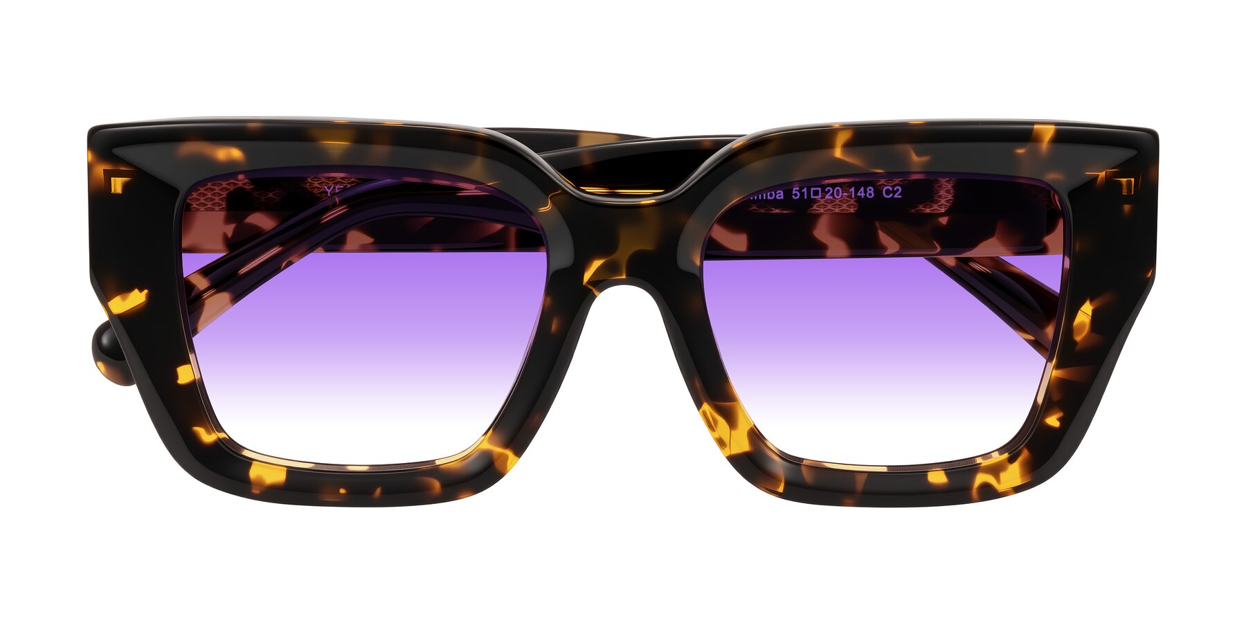 Folded Front of Simba in Tortoise with Purple Gradient Lenses