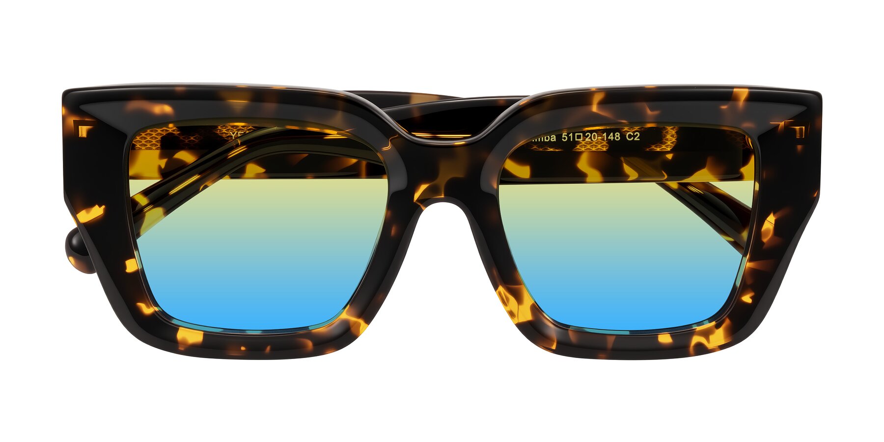 Folded Front of Simba in Tortoise with Yellow / Blue Gradient Lenses