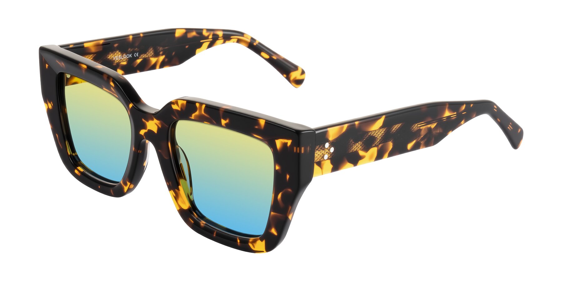 Angle of Simba in Tortoise with Yellow / Blue Gradient Lenses