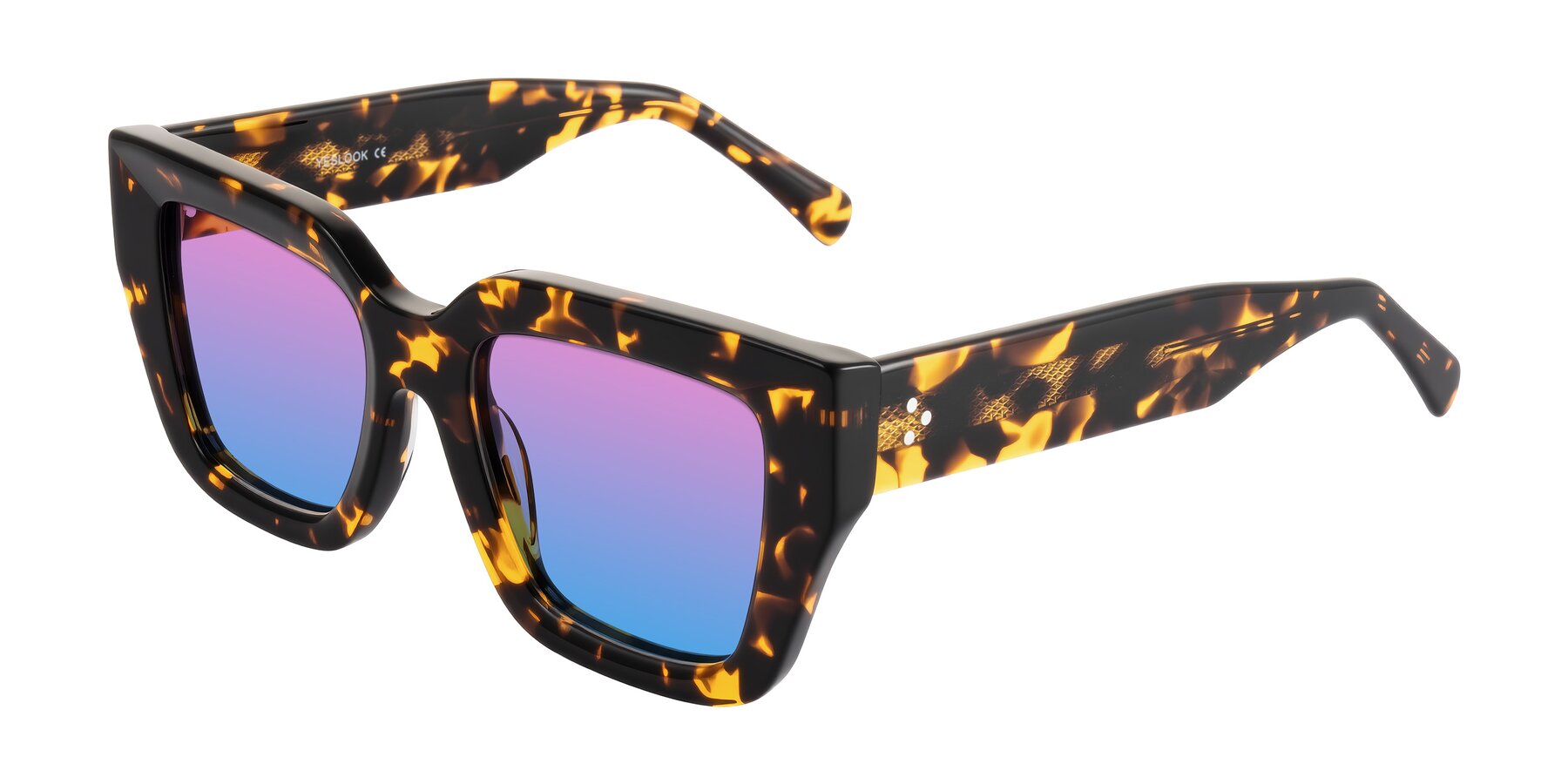 Angle of Simba in Tortoise with Pink / Blue Gradient Lenses