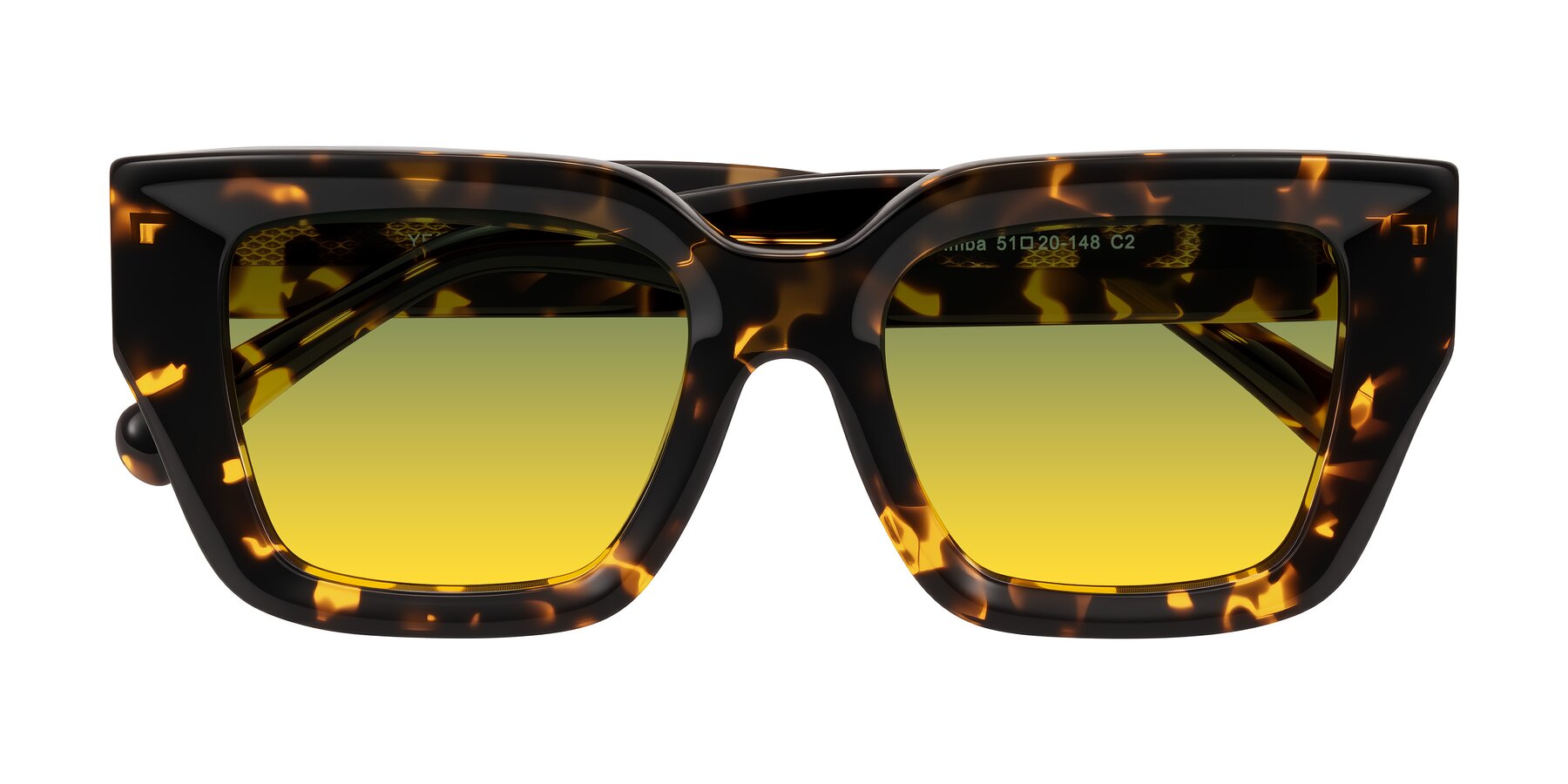 Folded Front of Simba in Tortoise with Green / Yellow Gradient Lenses