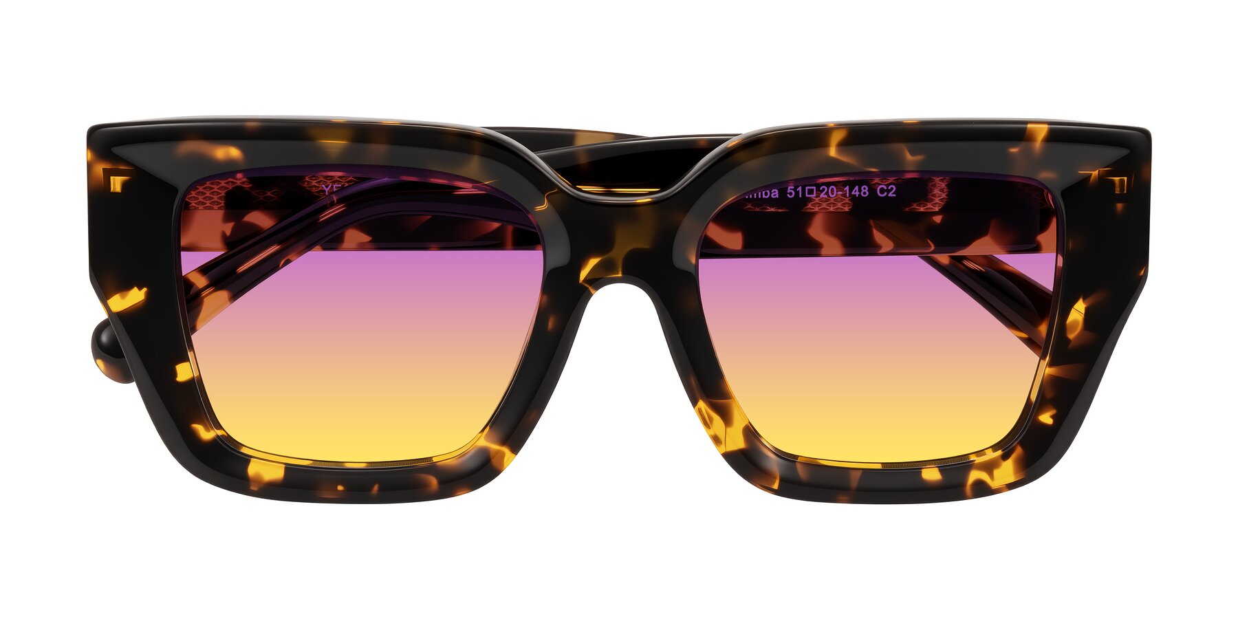 Folded Front of Simba in Tortoise with Purple / Yellow Gradient Lenses