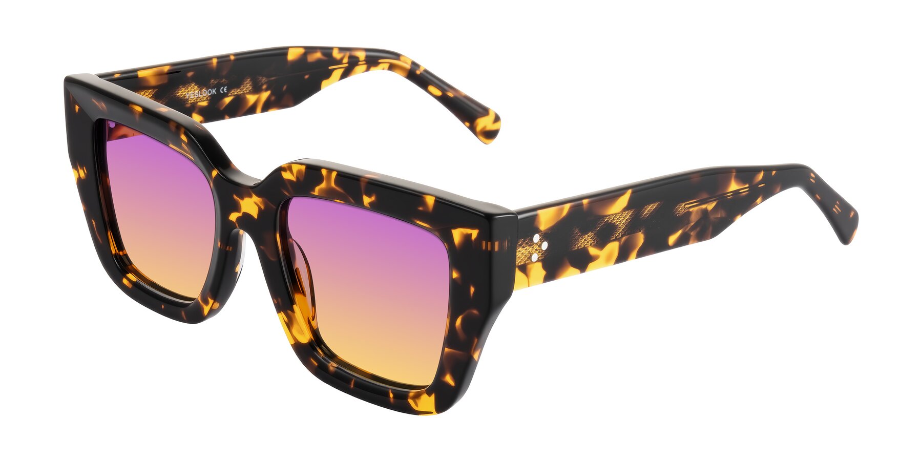 Angle of Simba in Tortoise with Purple / Yellow Gradient Lenses