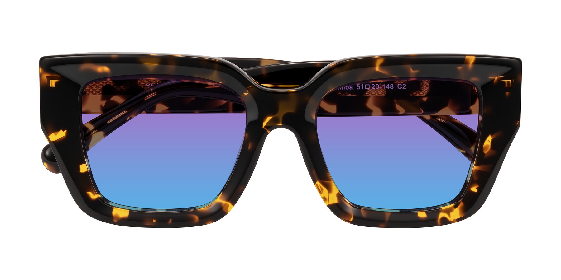 Folded Front of Simba in Tortoise with Purple / Blue Gradient Lenses