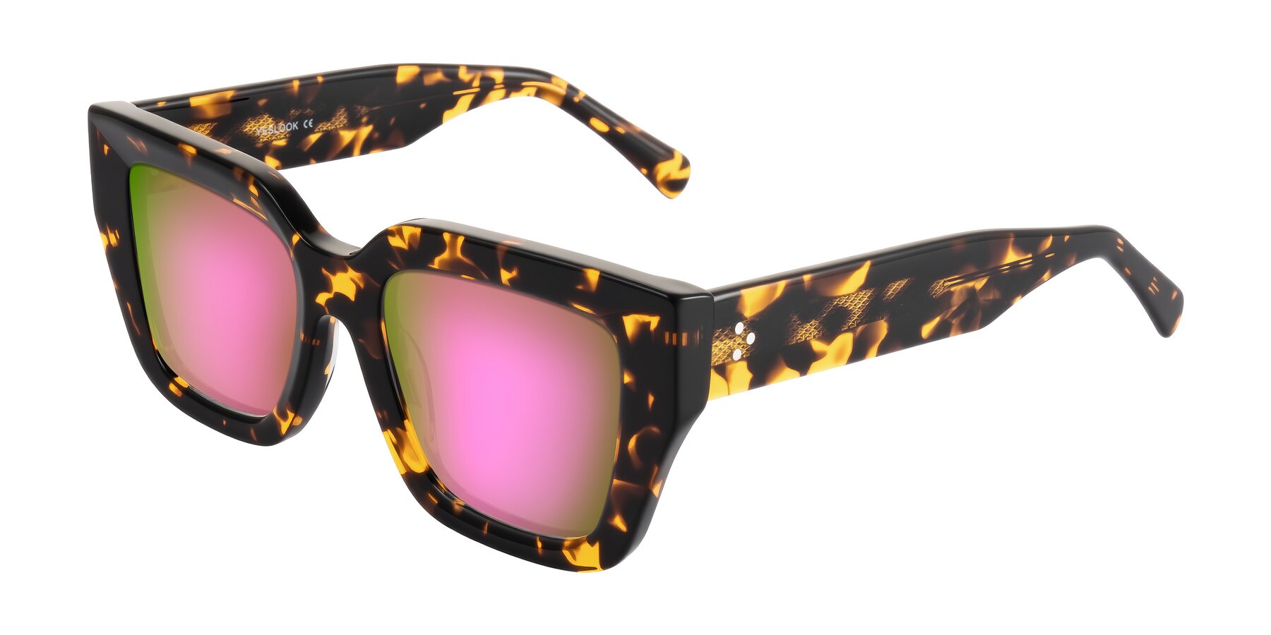Angle of Simba in Tortoise with Pink Mirrored Lenses