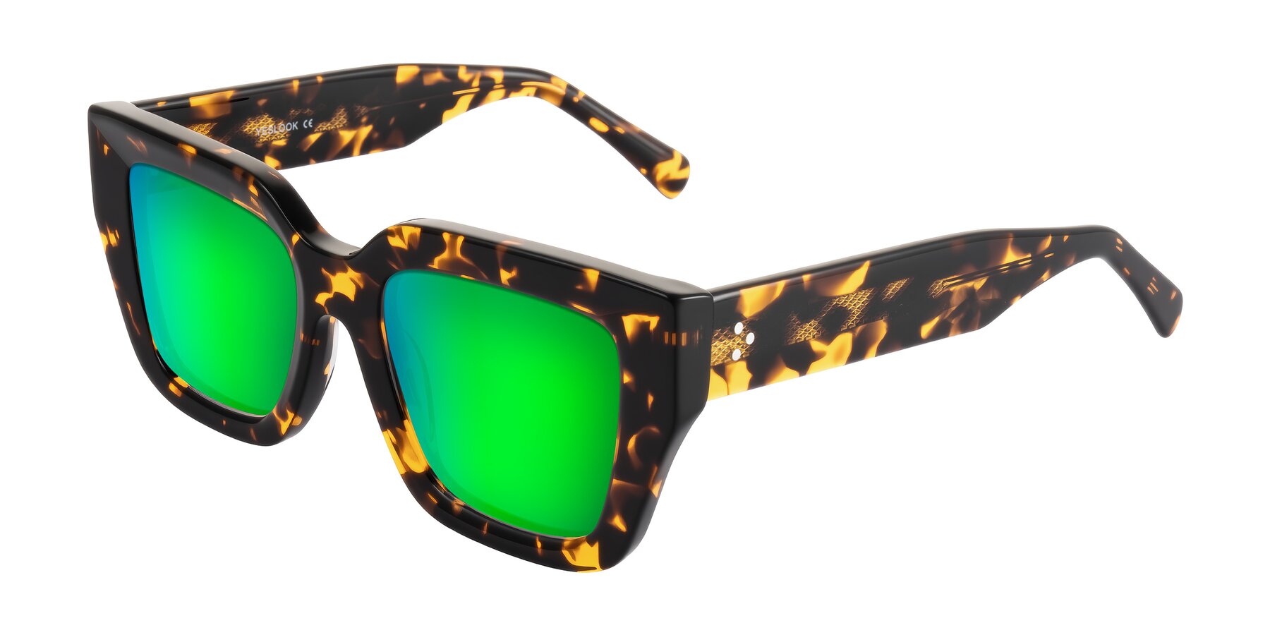 Angle of Simba in Tortoise with Green Mirrored Lenses