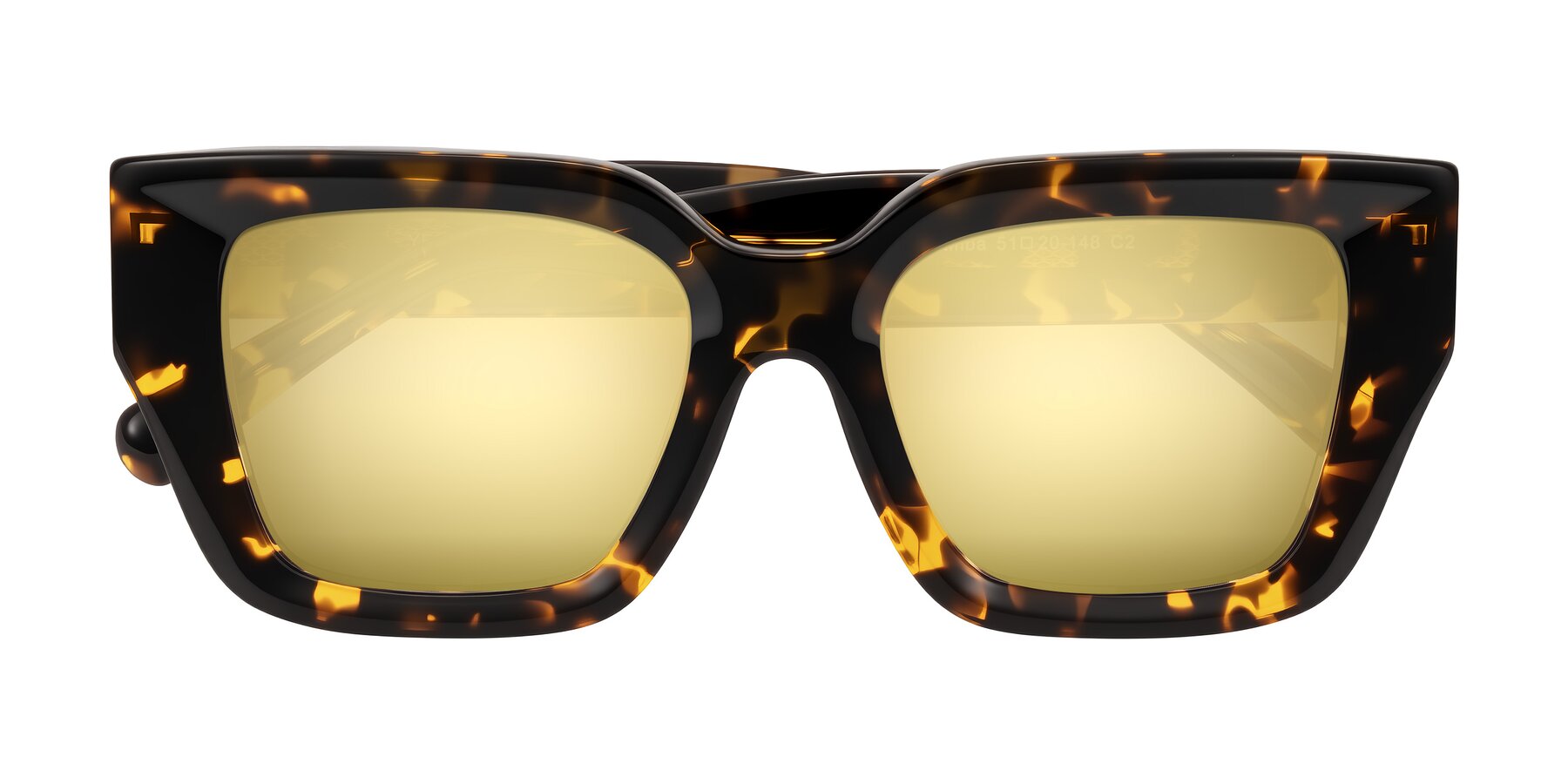 Folded Front of Simba in Tortoise with Gold Mirrored Lenses