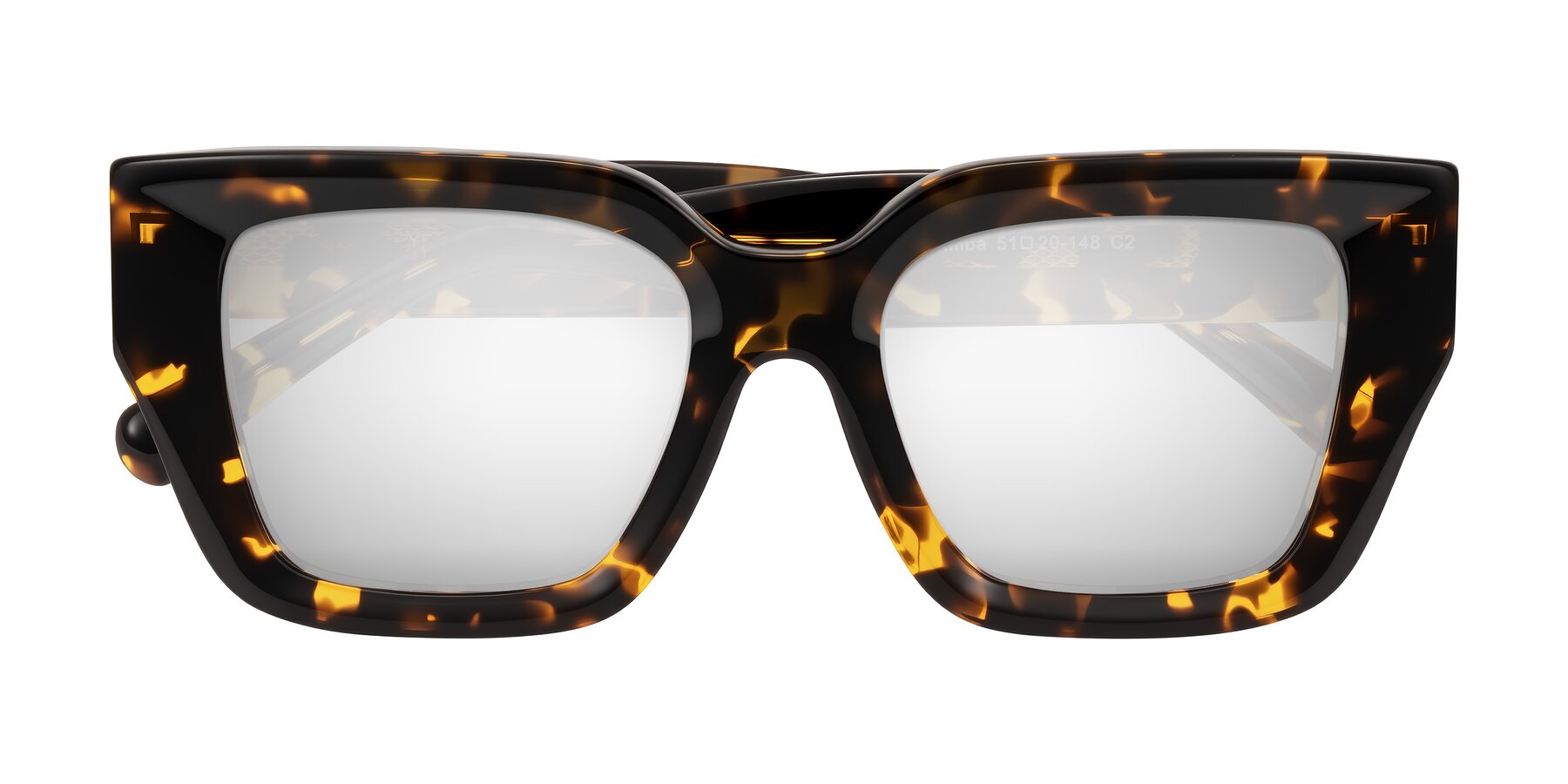 Folded Front of Simba in Tortoise with Silver Mirrored Lenses