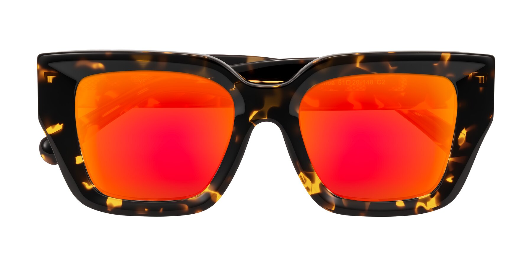 Folded Front of Simba in Tortoise with Red Gold Mirrored Lenses