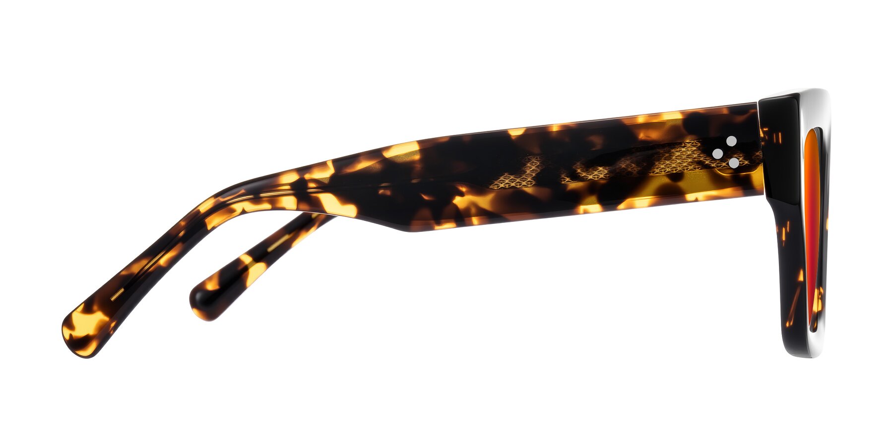Side of Simba in Tortoise with Red Gold Mirrored Lenses