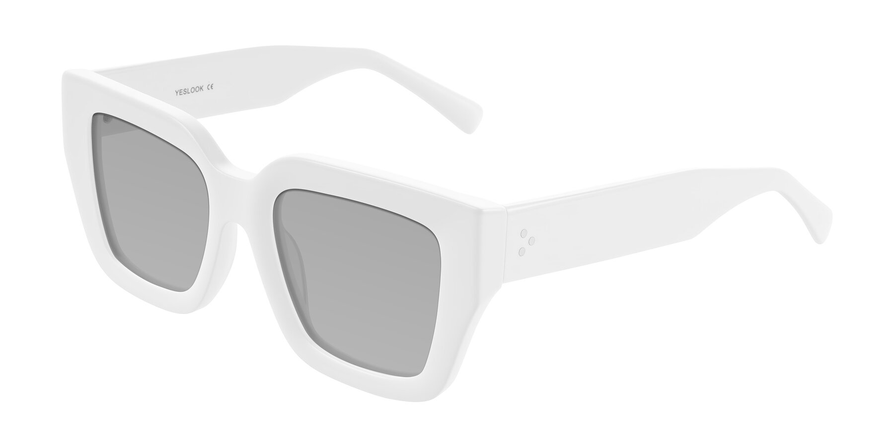 Angle of Simba in White with Light Gray Tinted Lenses