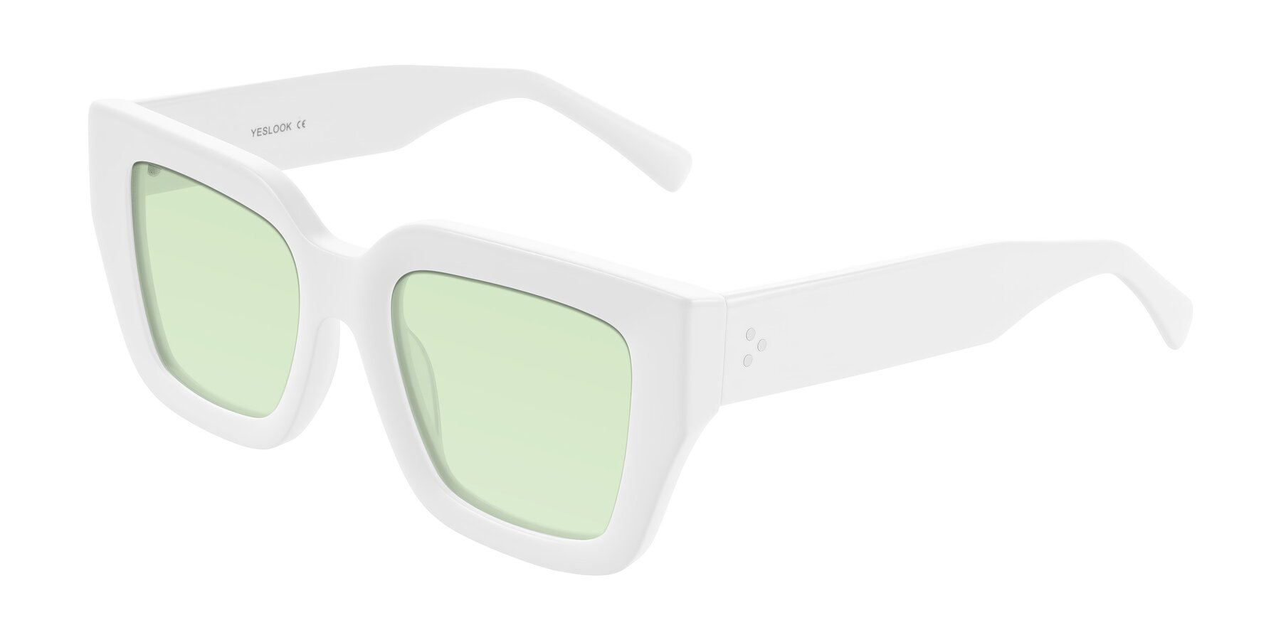 Angle of Simba in White with Light Green Tinted Lenses