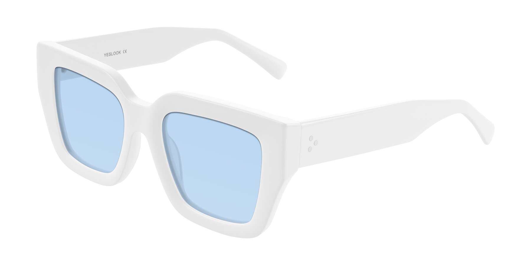 Angle of Simba in White with Light Blue Tinted Lenses