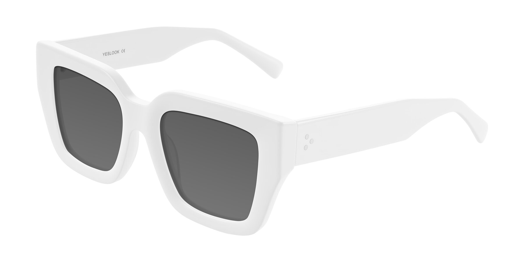 Angle of Simba in White with Medium Gray Tinted Lenses
