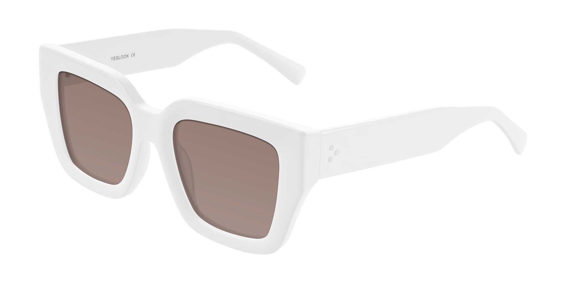 Angle of Simba in White with Medium Brown Tinted Lenses