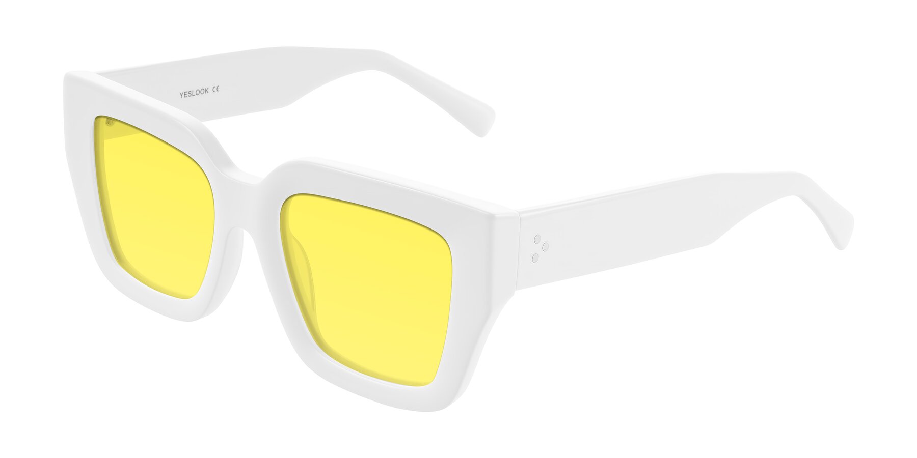 Angle of Simba in White with Medium Yellow Tinted Lenses
