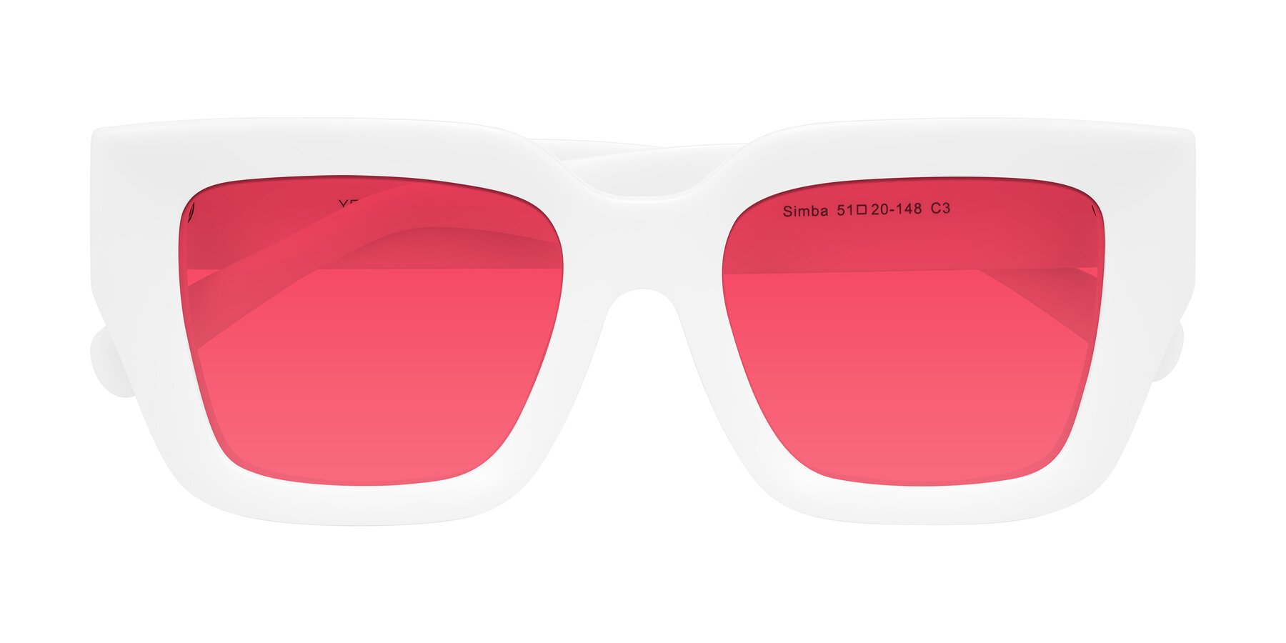 Folded Front of Simba in White with Red Tinted Lenses