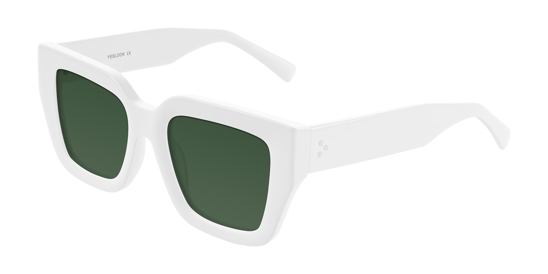 Angle of Simba in White with Green Tinted Lenses