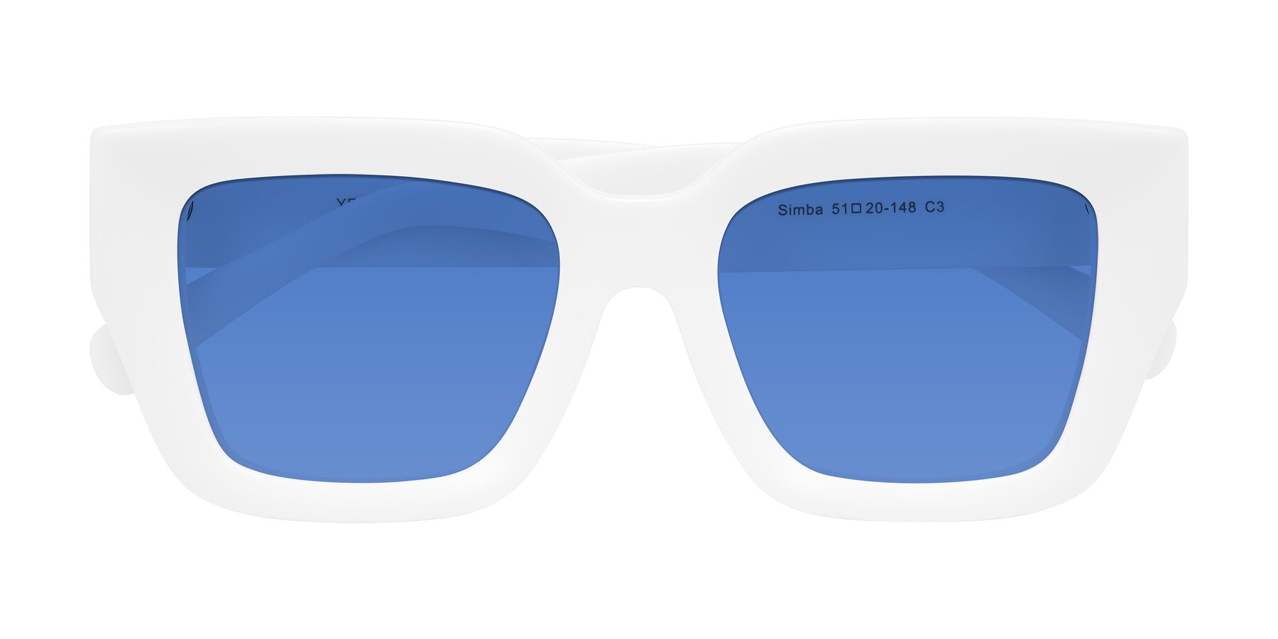 Folded Front of Simba in White with Blue Tinted Lenses
