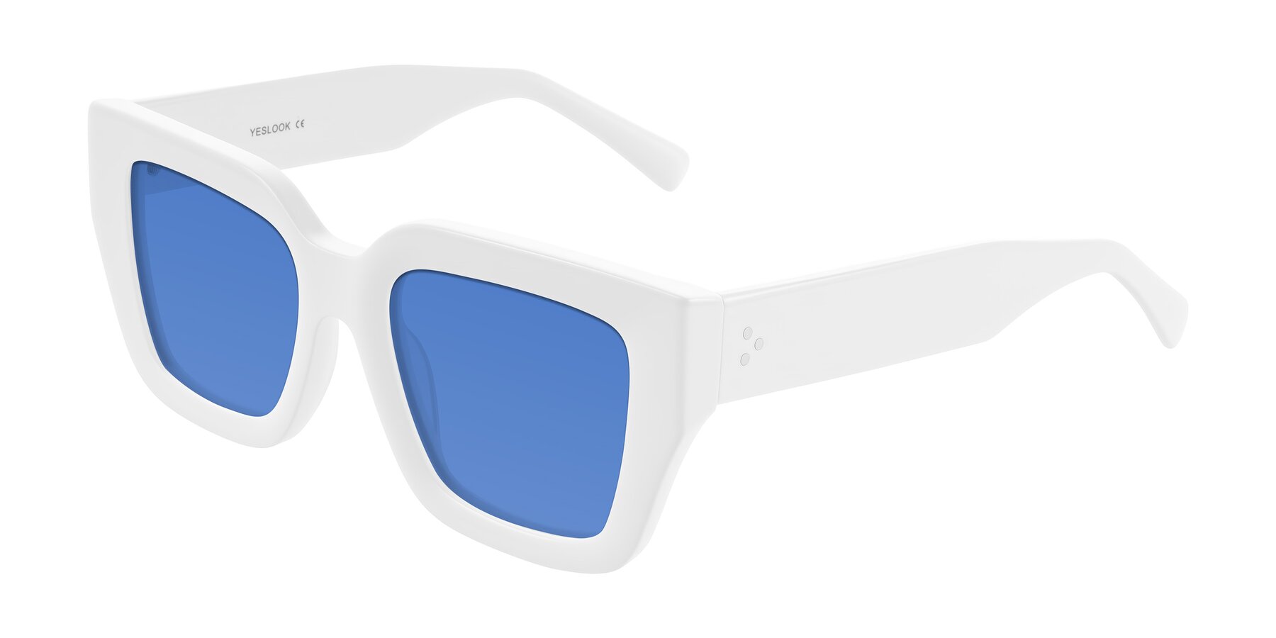 Angle of Simba in White with Blue Tinted Lenses