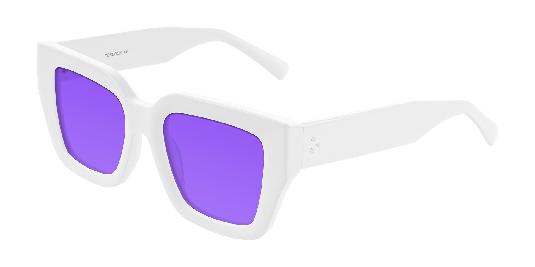 Angle of Simba in White with Purple Tinted Lenses