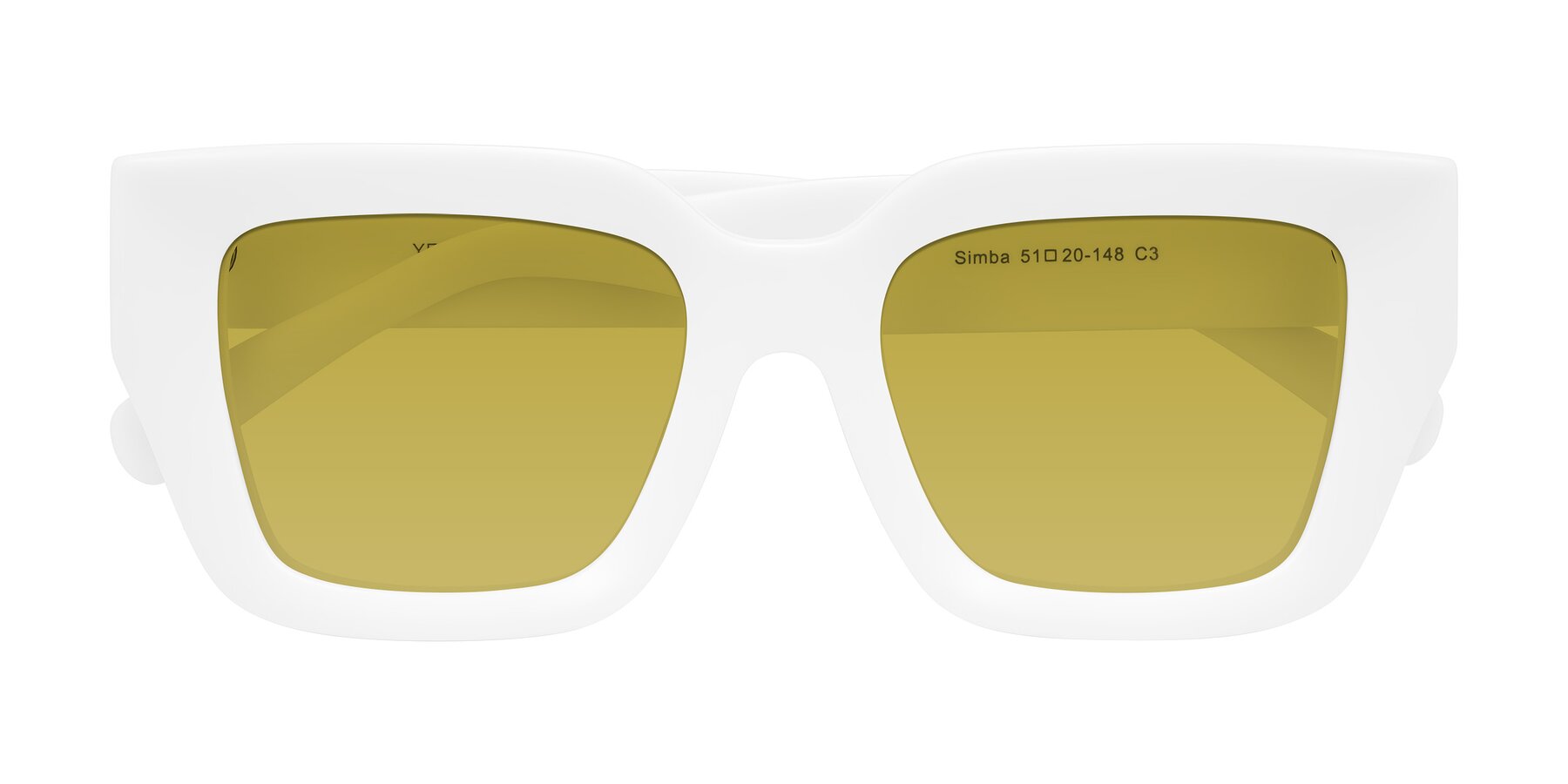 Folded Front of Simba in White with Champagne Tinted Lenses
