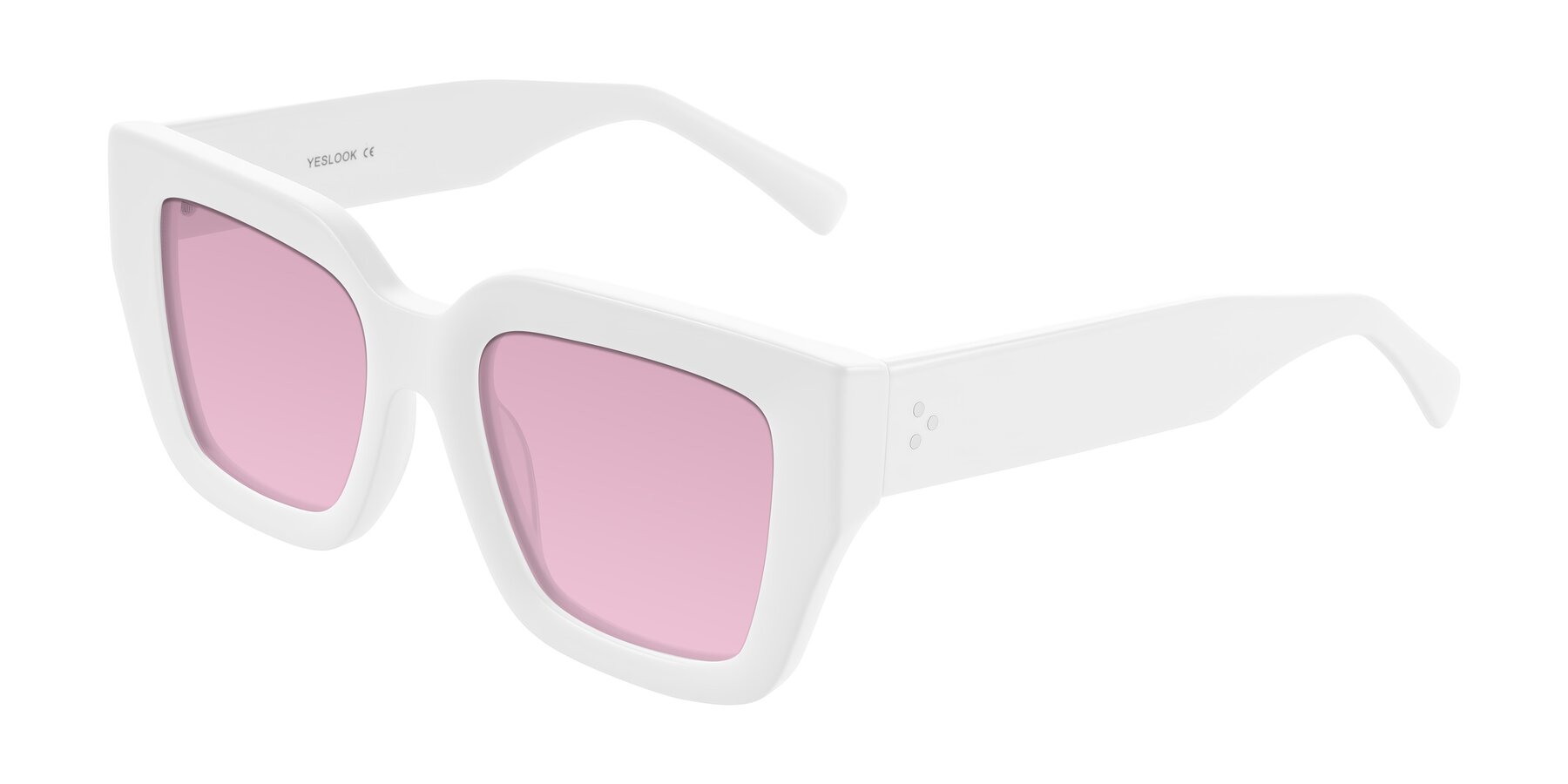 Angle of Simba in White with Light Wine Tinted Lenses