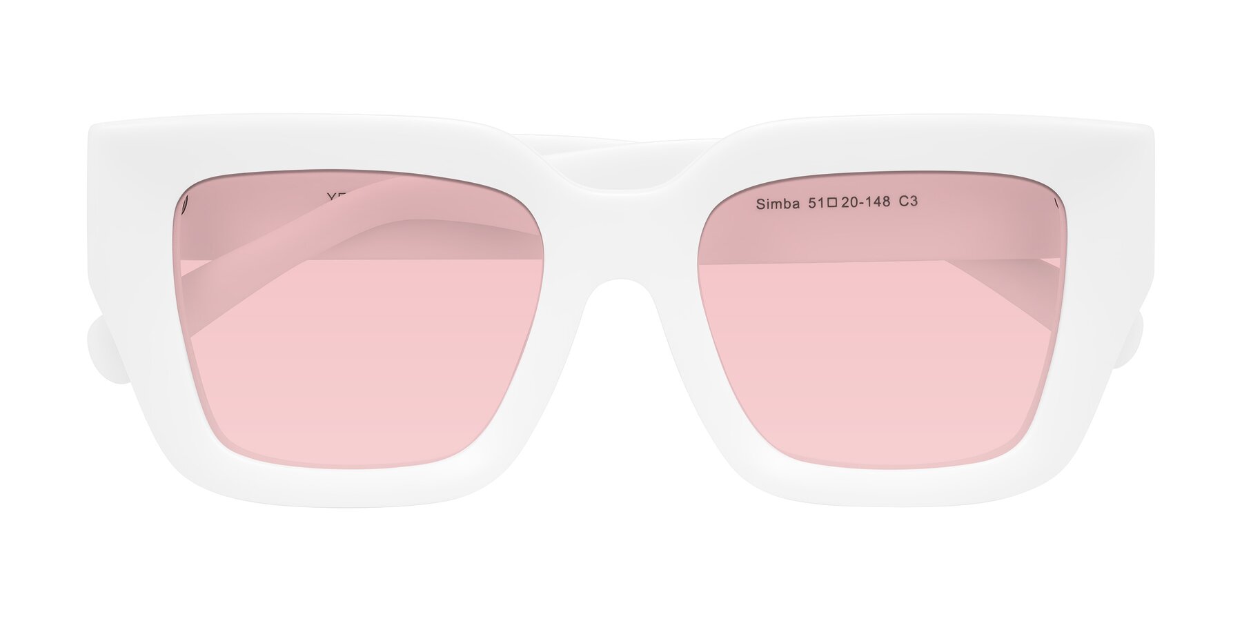 Folded Front of Simba in White with Light Garnet Tinted Lenses