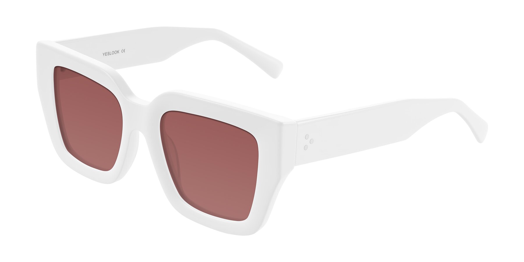 Angle of Simba in White with Garnet Tinted Lenses