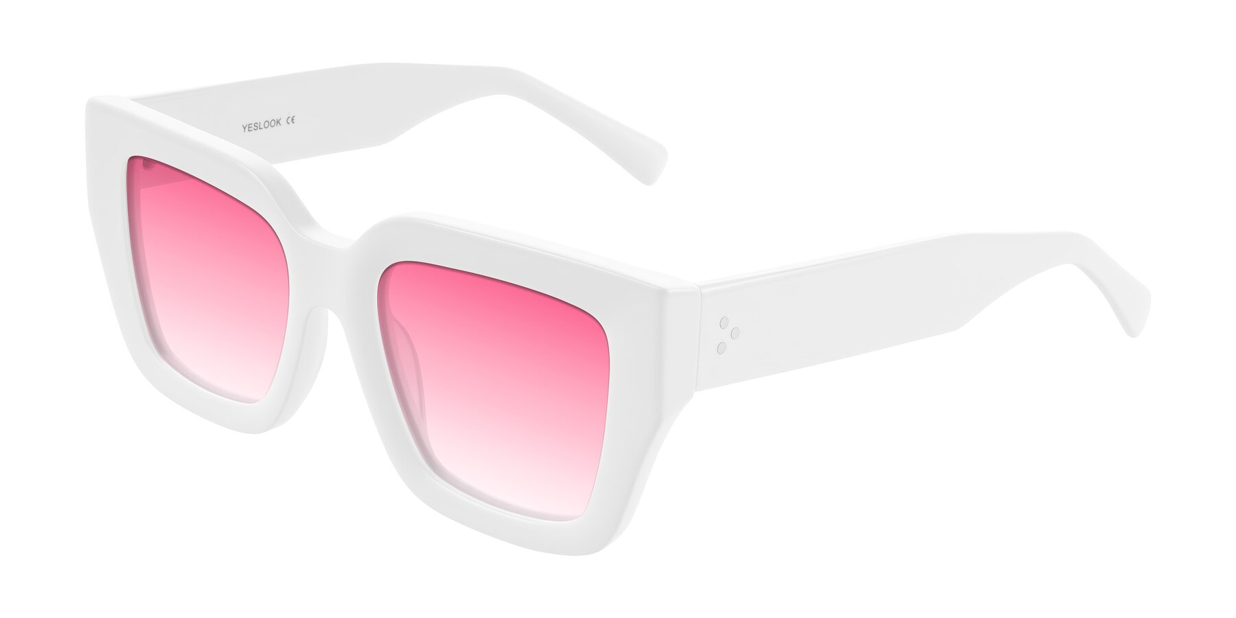 Angle of Simba in White with Pink Gradient Lenses