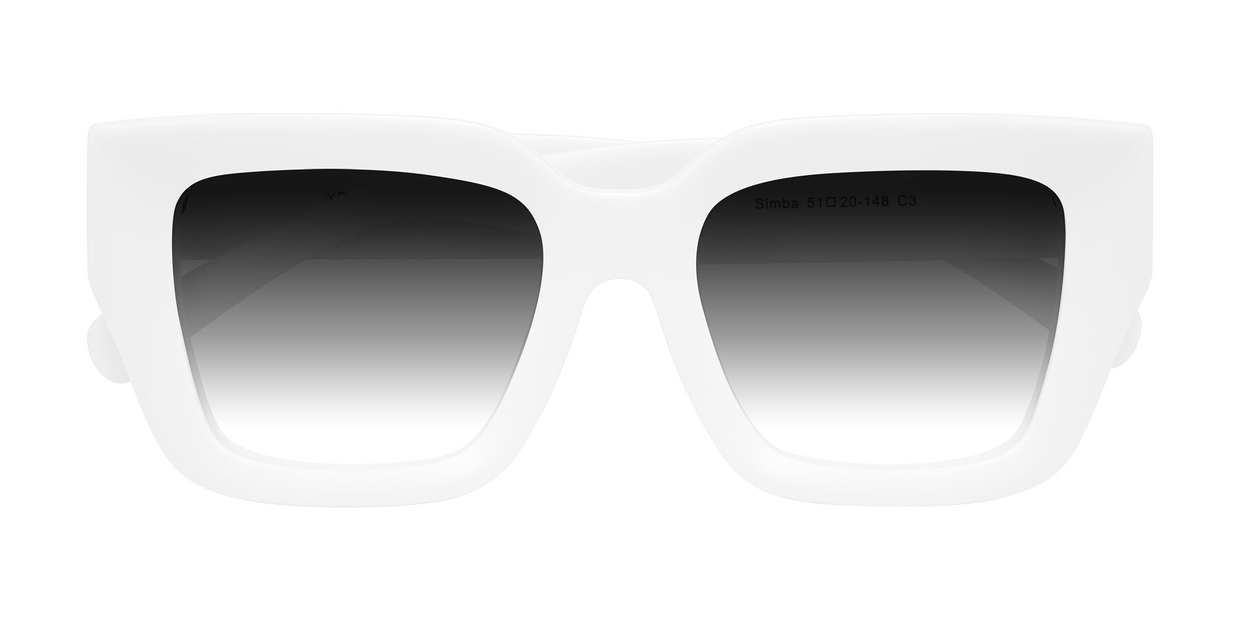 Folded Front of Simba in White with Gray Gradient Lenses