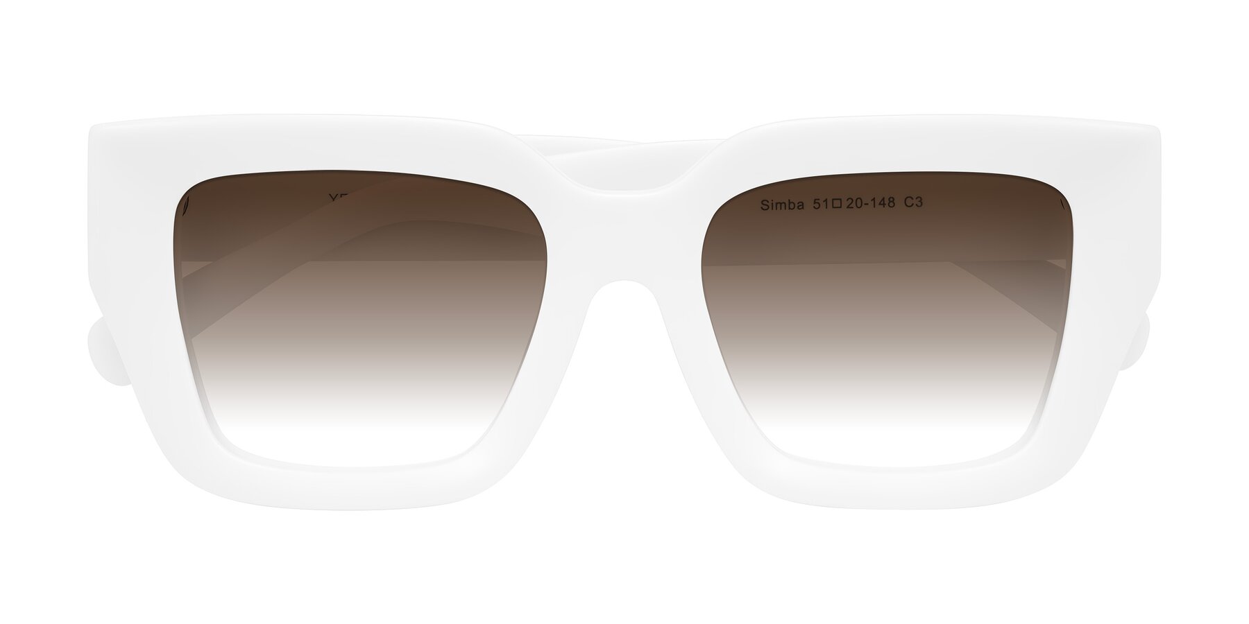 Folded Front of Simba in White with Brown Gradient Lenses