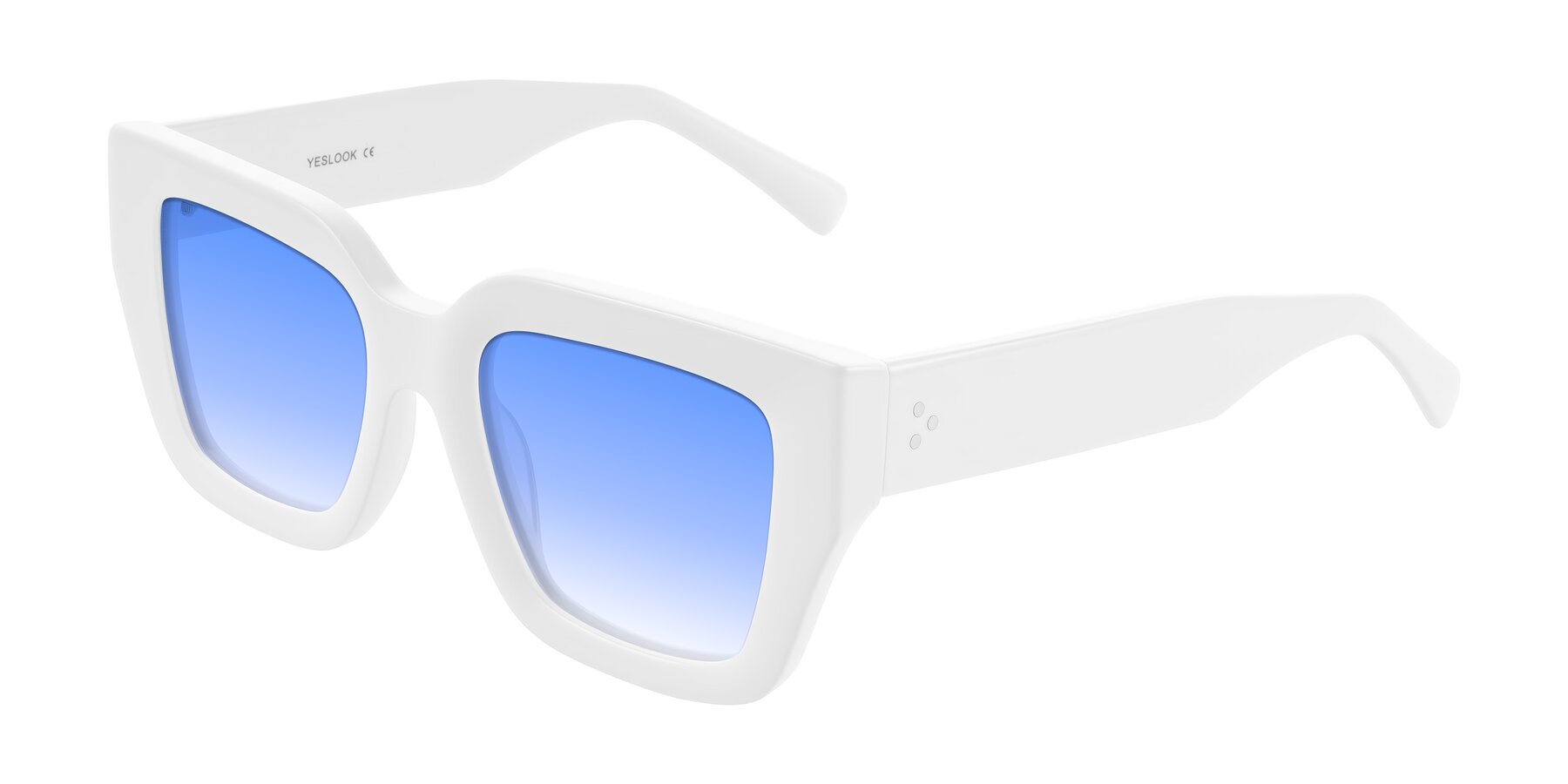 Angle of Simba in White with Blue Gradient Lenses
