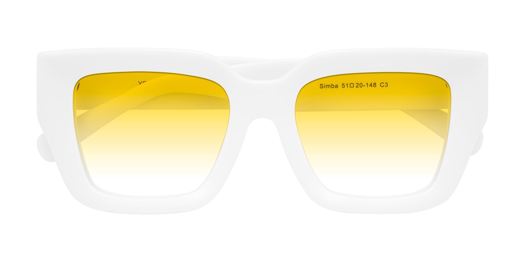 Folded Front of Simba in White with Yellow Gradient Lenses