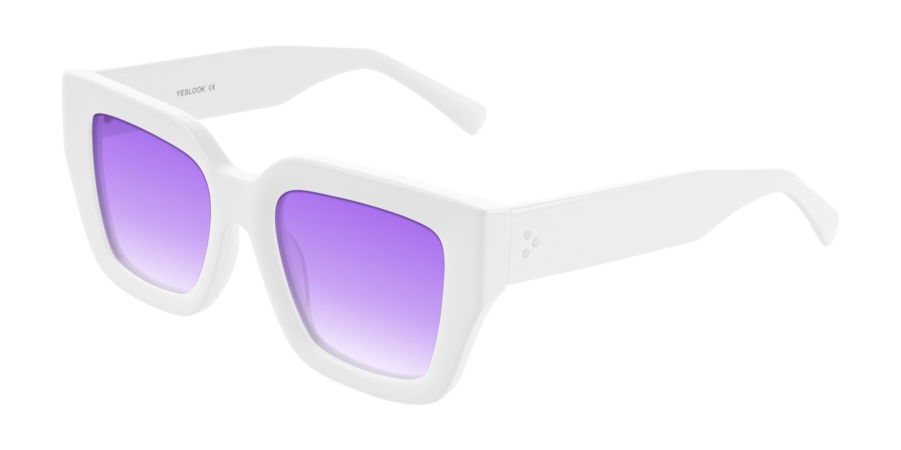 Angle of Simba in White with Purple Gradient Lenses