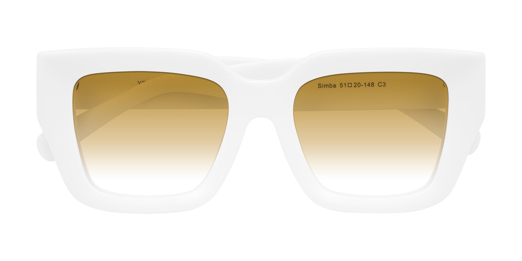 Folded Front of Simba in White with Champagne Gradient Lenses