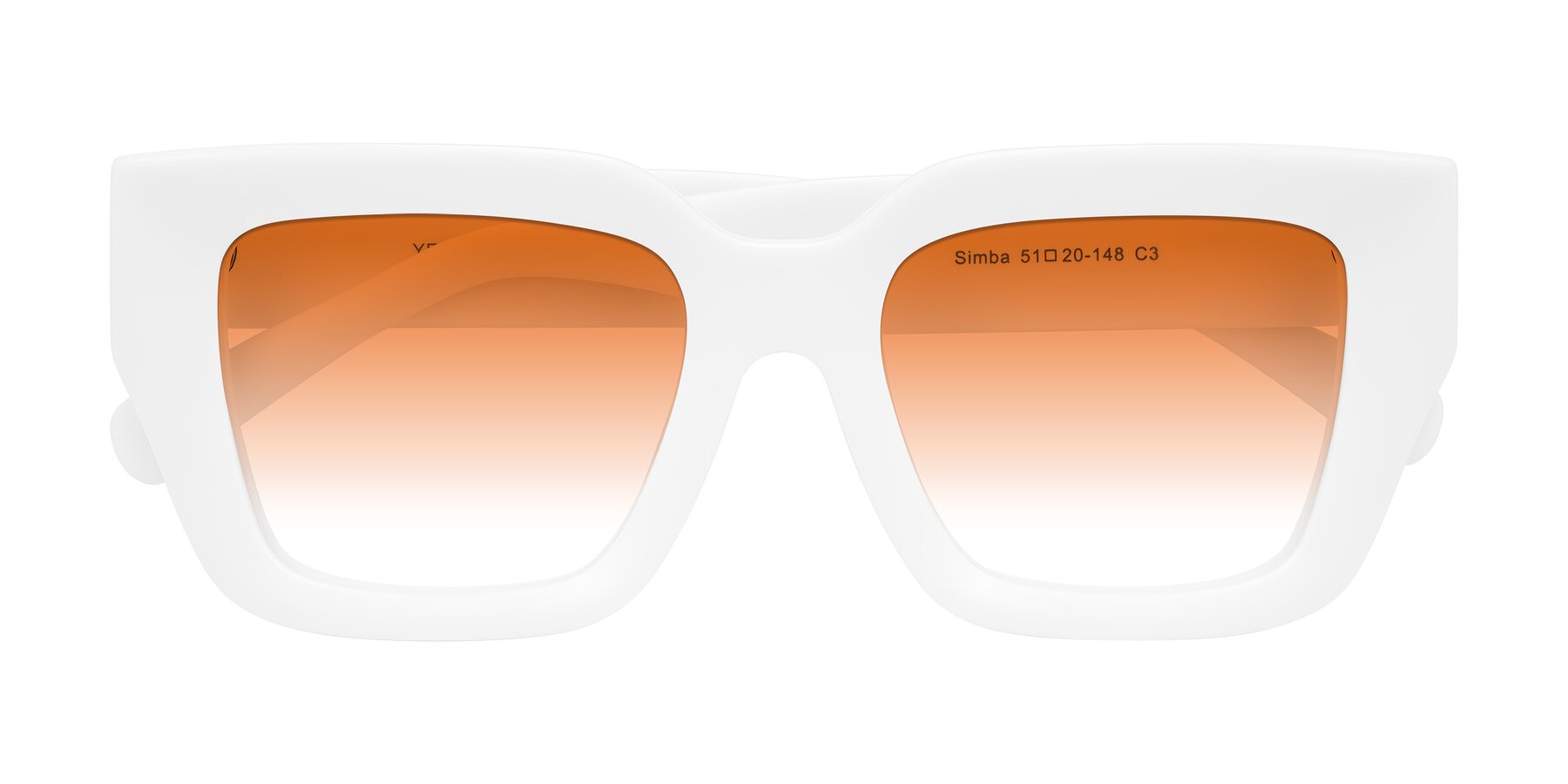 Folded Front of Simba in White with Orange Gradient Lenses