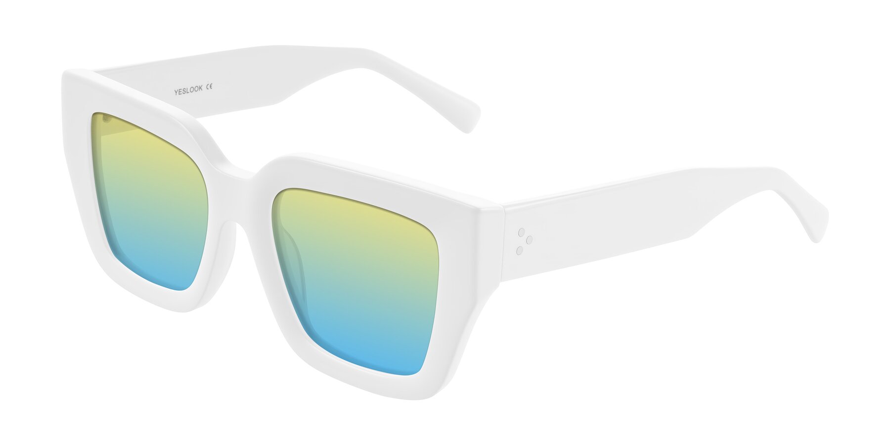 Angle of Simba in White with Yellow / Blue Gradient Lenses