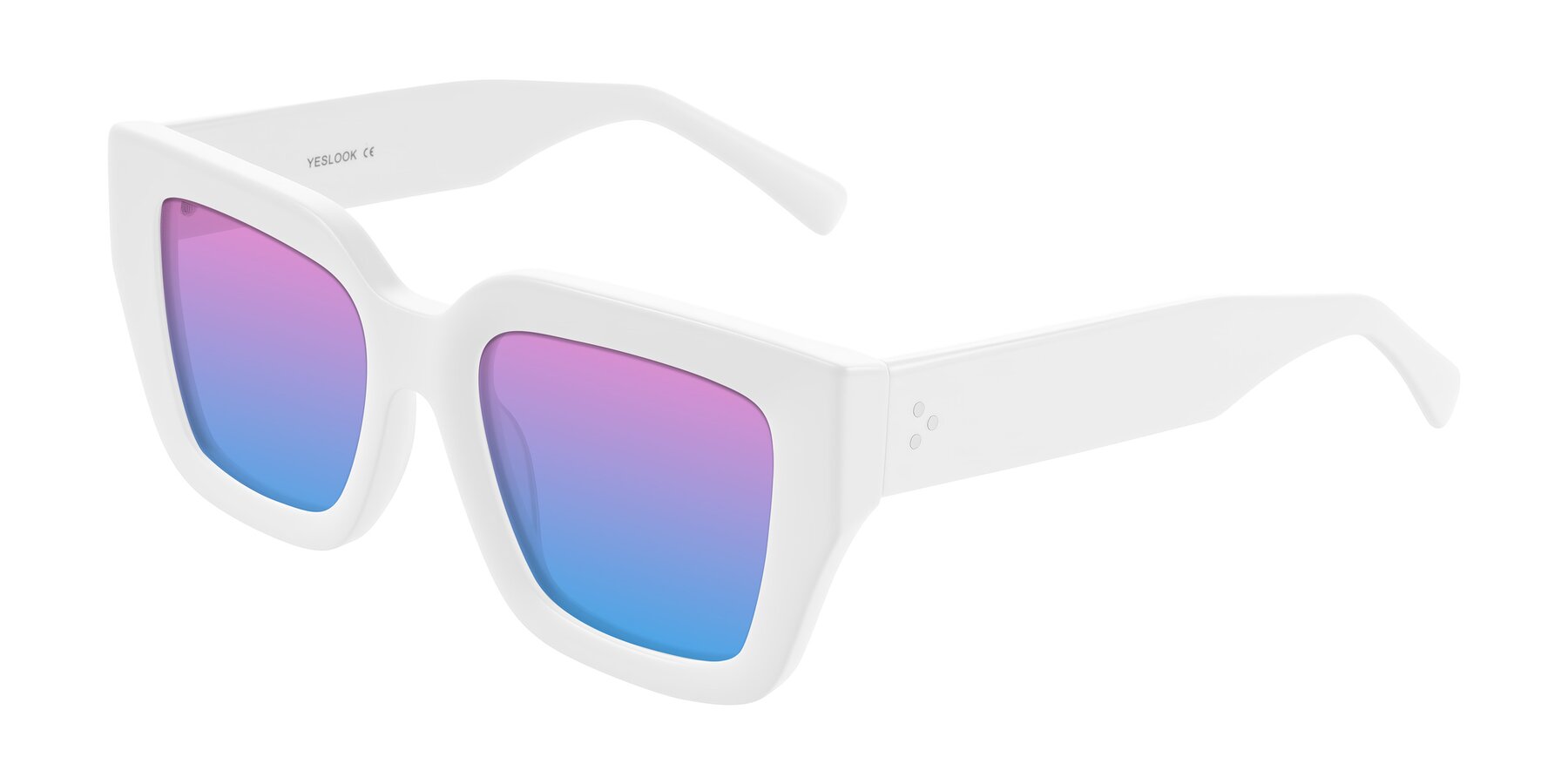 Angle of Simba in White with Pink / Blue Gradient Lenses