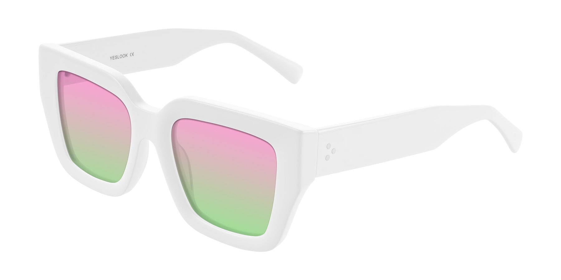 Angle of Simba in White with Pink / Green Gradient Lenses