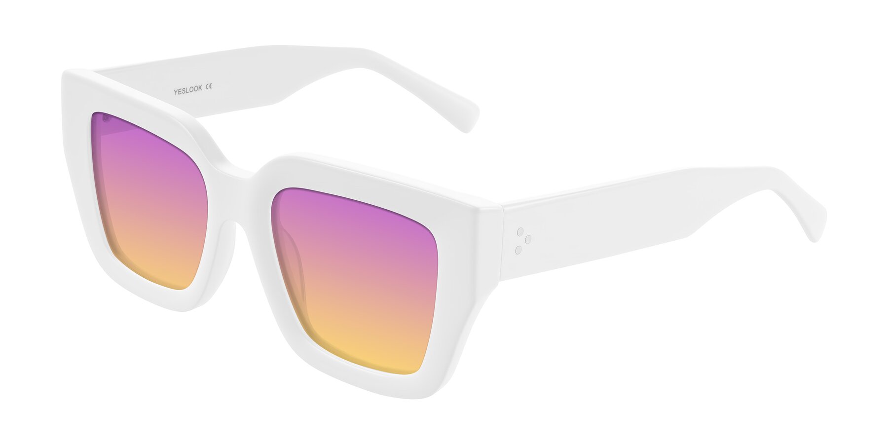 Angle of Simba in White with Purple / Yellow Gradient Lenses