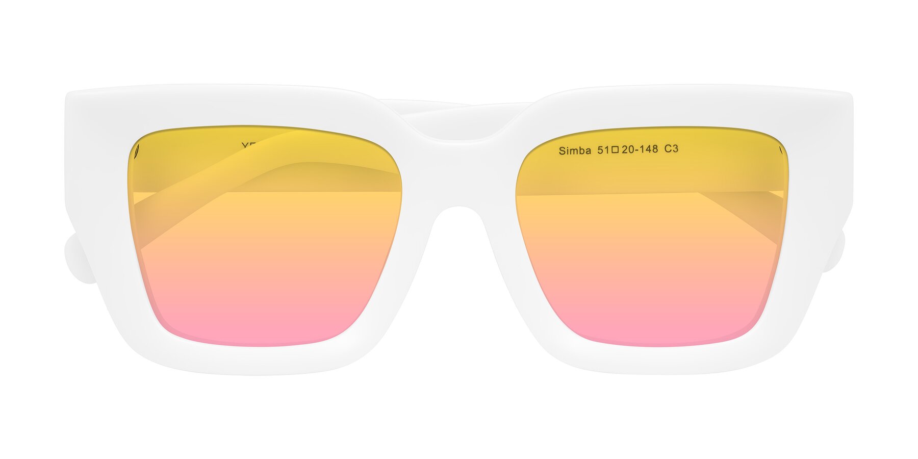 Folded Front of Simba in White with Yellow / Pink Gradient Lenses
