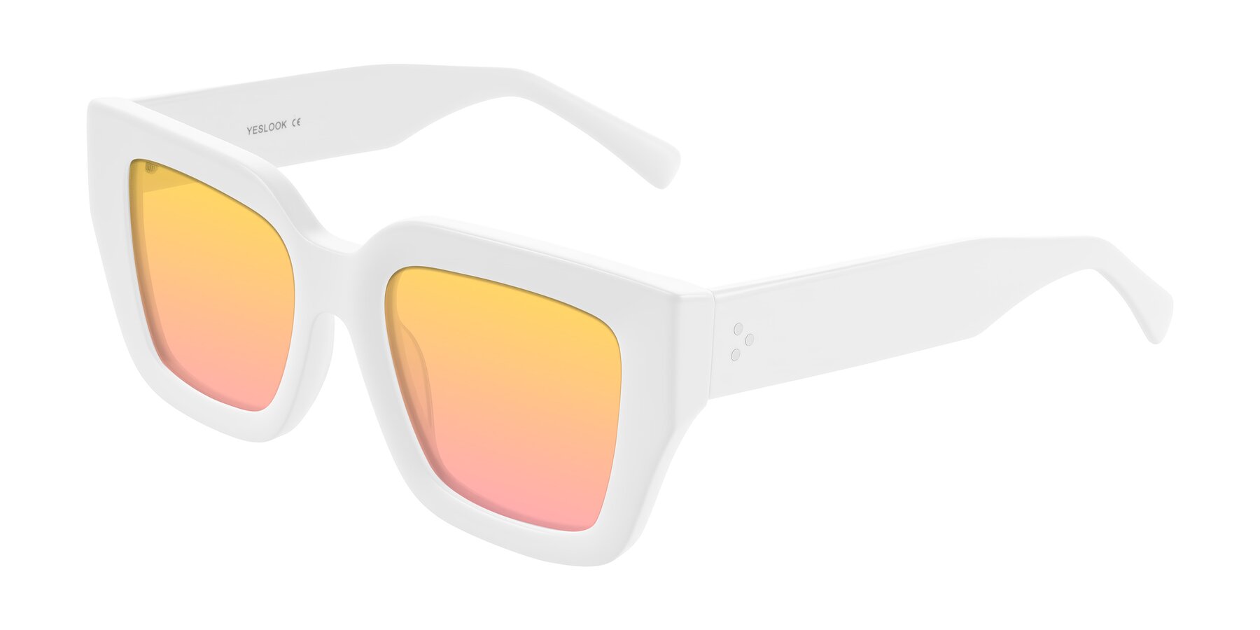 Angle of Simba in White with Yellow / Pink Gradient Lenses