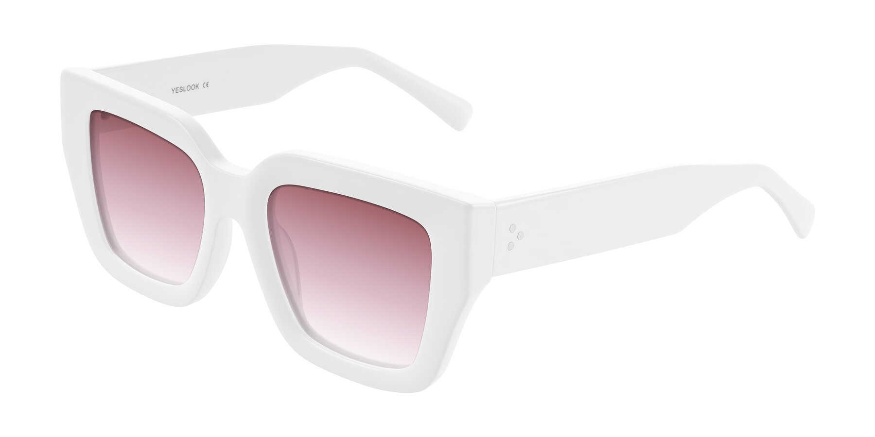 Angle of Simba in White with Garnet Gradient Lenses