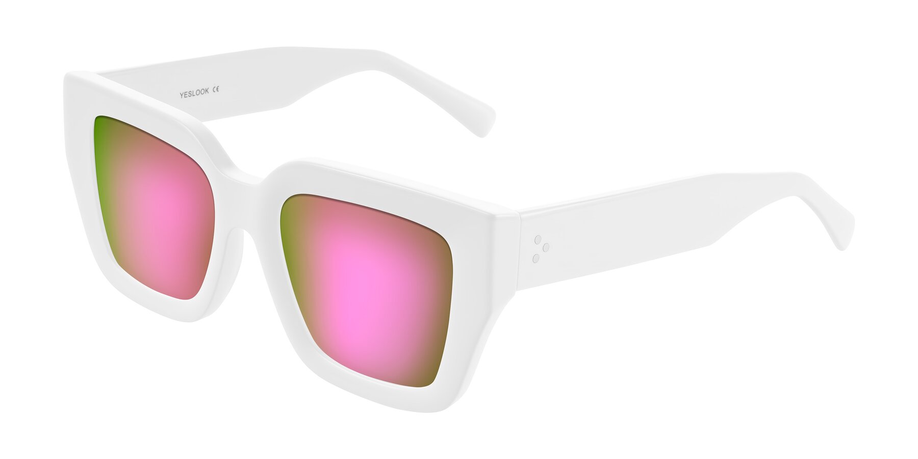Angle of Simba in White with Pink Mirrored Lenses