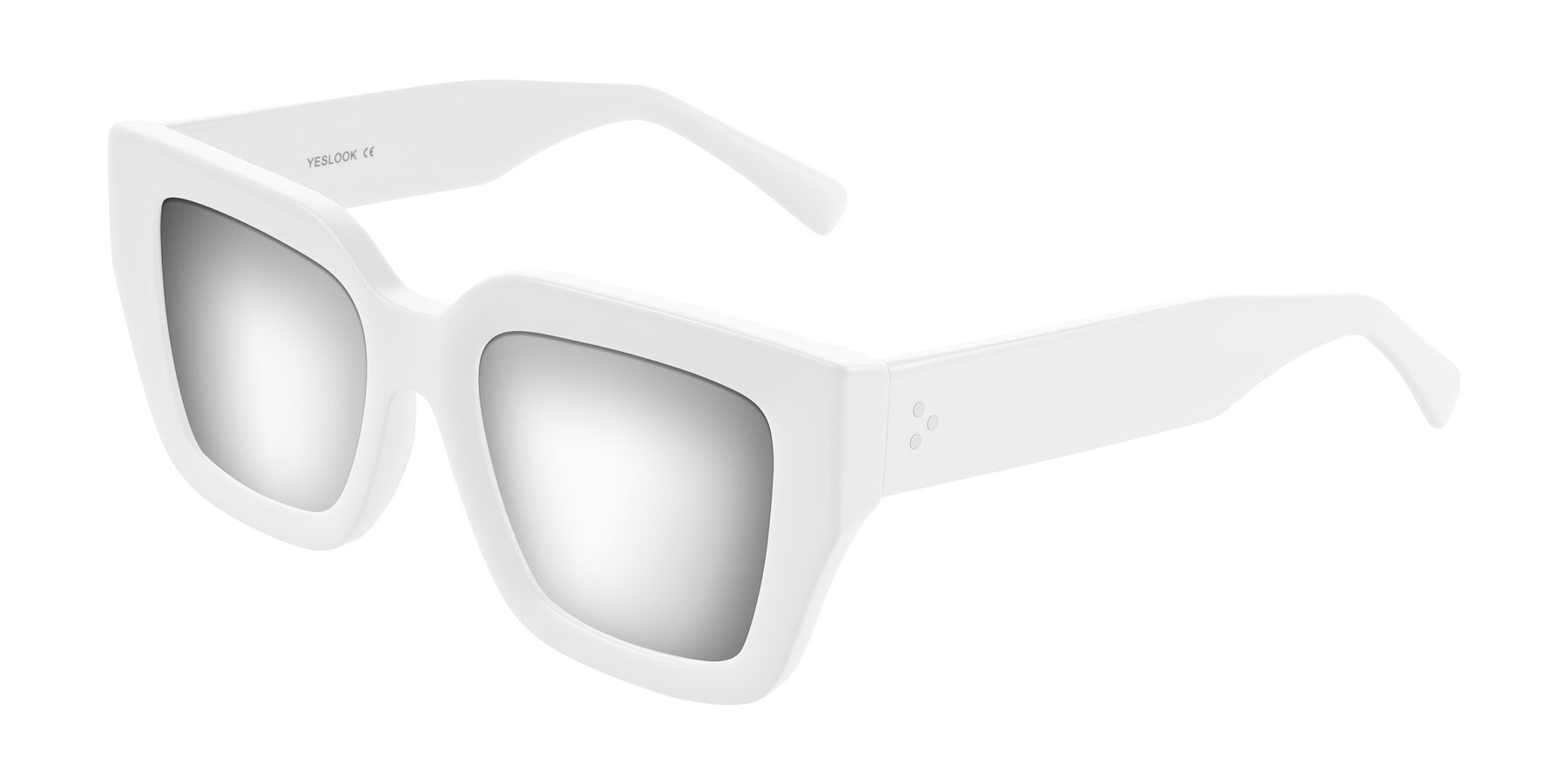 Angle of Simba in White with Silver Mirrored Lenses